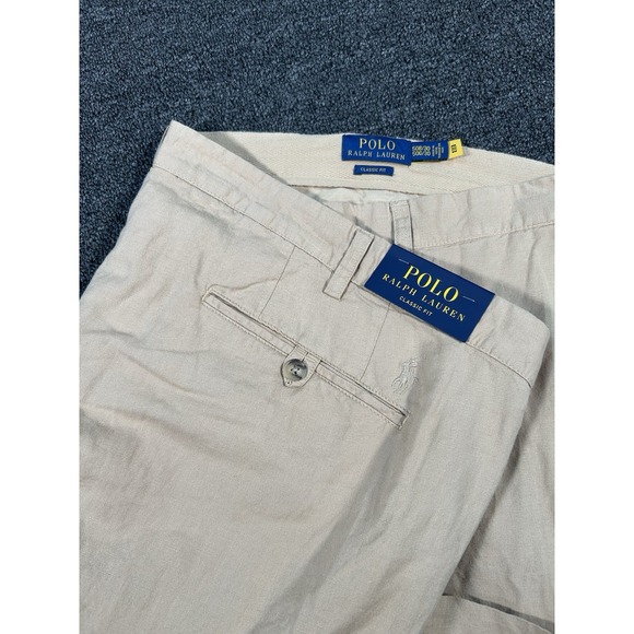 New Polo Ralph Lauren Pants Men's 50Bx30‎ Khaki Linen Chino Preppy Classic Fit